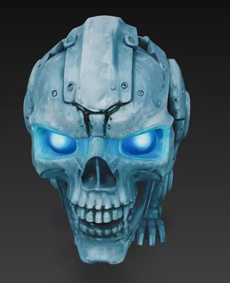 Cybernetic Skull 3D Model - Sci-Fi Mech Skeleton Bust 3D print model_8