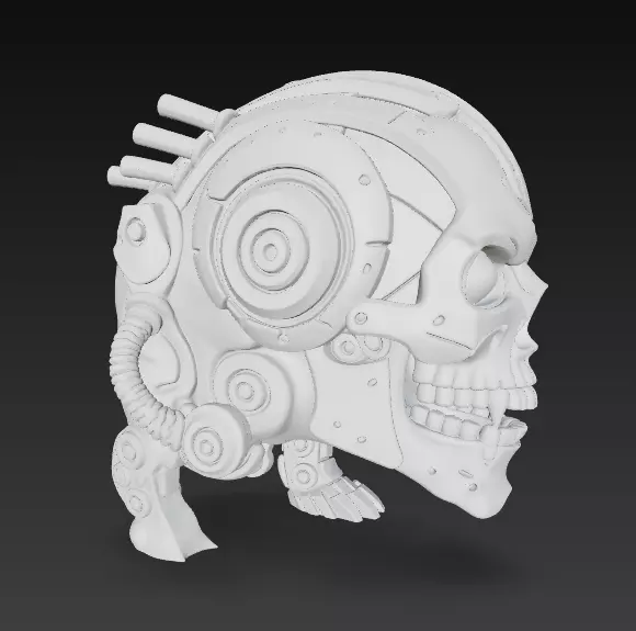 Cybernetic Skull 3D Model - Sci-Fi Mech Skeleton Bust 3D print model_10