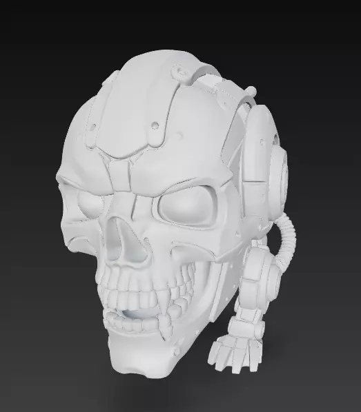 Cybernetic Skull 3D Model - Sci-Fi Mech Skeleton Bust 3D print model_12