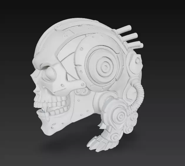 Cybernetic Skull 3D Model - Sci-Fi Mech Skeleton Bust 3D print model_13