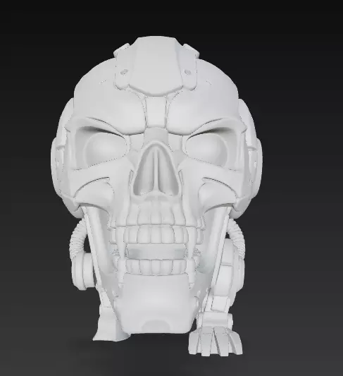 Cybernetic Skull 3D Model - Sci-Fi Mech Skeleton Bust 3D print model_11