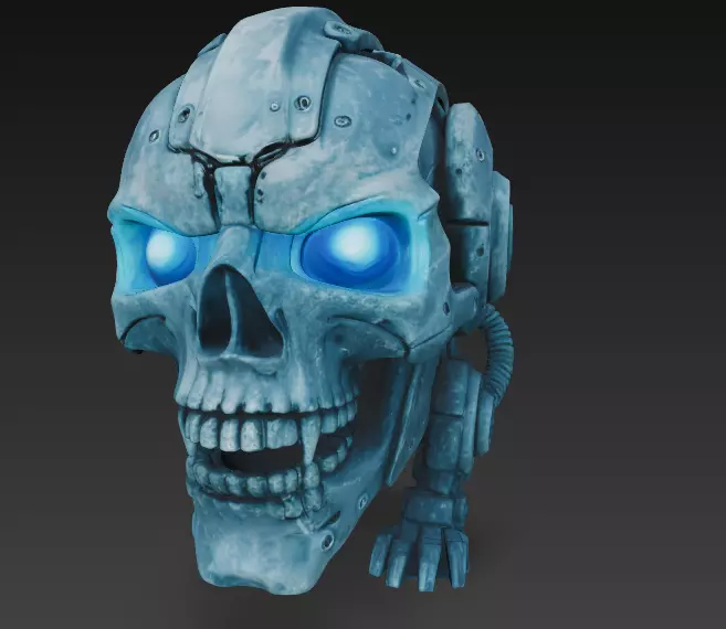 Cybernetic Skull 3D Model - Sci-Fi Mech Skeleton Bust 3D print model_5