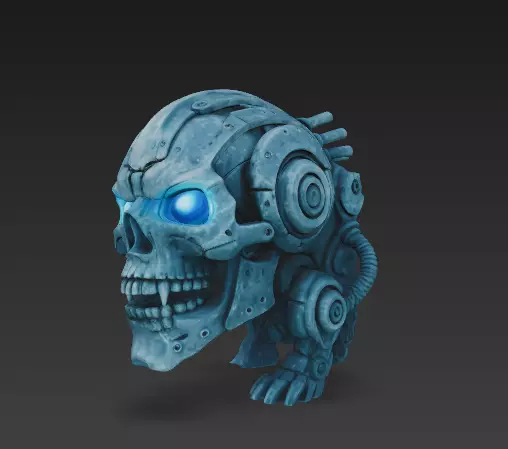 Cybernetic Skull 3D Model - Sci-Fi Mech Skeleton Bust 3D print model_1