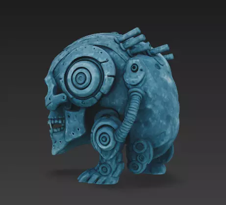 Cybernetic Skull 3D Model - Sci-Fi Mech Skeleton Bust 3D print model_3