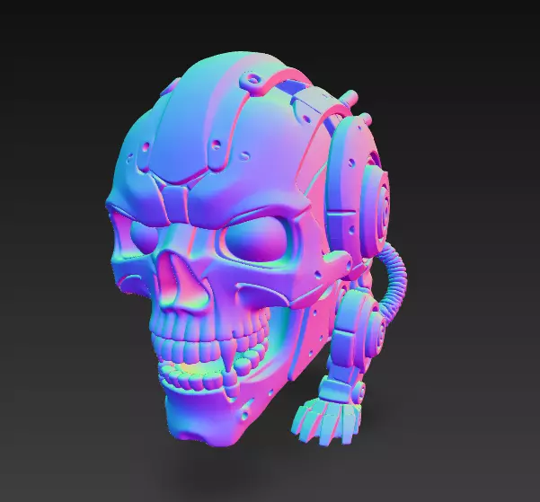 Cybernetic Skull 3D Model - Sci-Fi Mech Skeleton Bust 3D print model_9