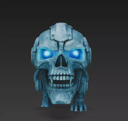 Cybernetic Skull 3D Model - Sci-Fi Mech Skeleton Bust 3D print model_0