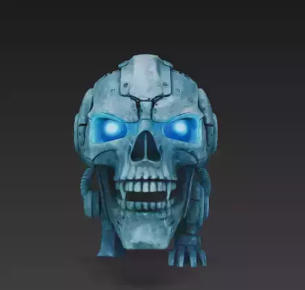 Cybernetic Skull 3D Model - Sci-Fi Mech Skeleton Bust