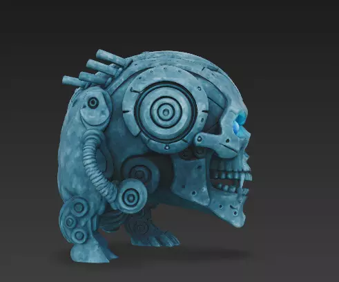 Cybernetic Skull 3D Model - Sci-Fi Mech Skeleton Bust 3D print model_2