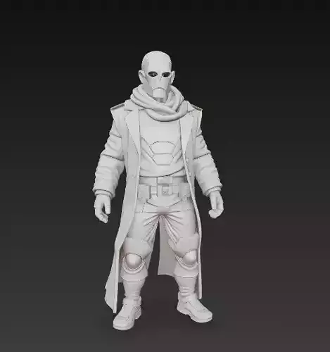 Masked Human Warrior Figurine Sci-Fi Soldier 3D Print Model