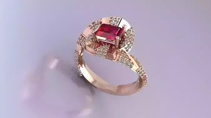 Statement Ring Jewelry model - Crimson Radiance for women   3D print model