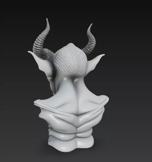 Stylized Demon Bust Sculpture-High Detail 3D Model 3D print model_2