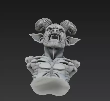 Stylized Demon Bust Sculpture-High Detail 3D Model 3D print model_6