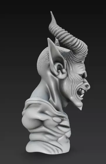 Stylized Demon Bust Sculpture-High Detail 3D Model 3D print model_4