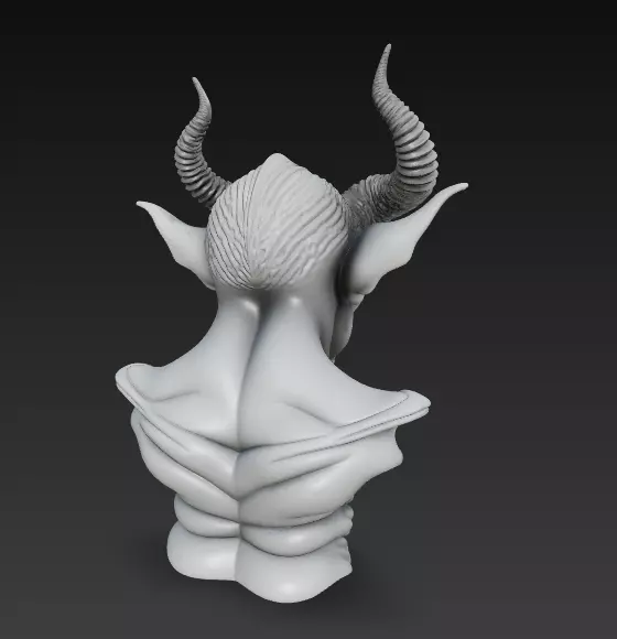 Stylized Demon Bust Sculpture-High Detail 3D Model 3D print model_3