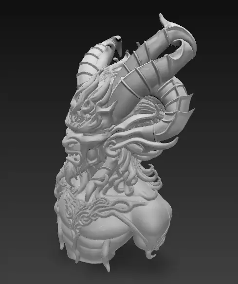 Demonic Horned Bust 3D Model-Dark Fantasy Sculpture 3D print model_10