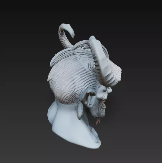 Demonic Horned Bust 3D Model-Dark Fantasy Sculpture 3D print model_2