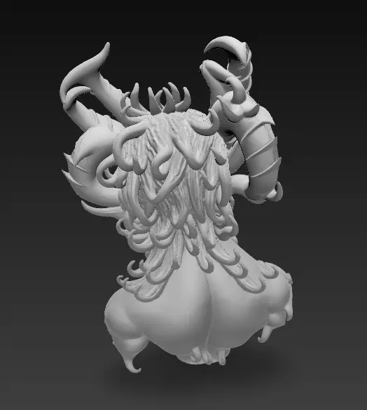 Demonic Horned Bust 3D Model-Dark Fantasy Sculpture 3D print model_12