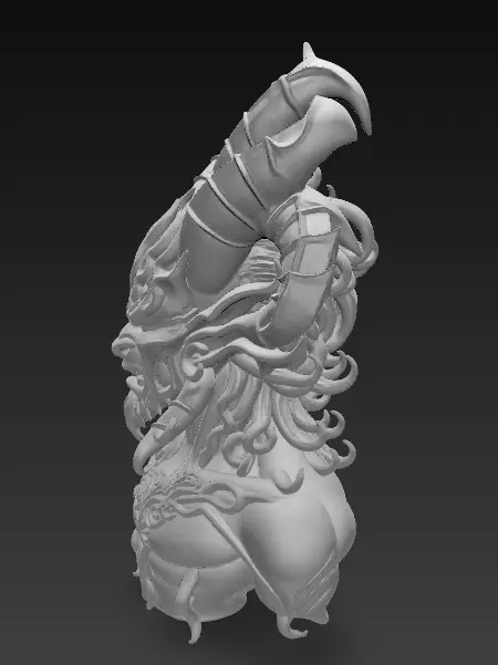 Demonic Horned Bust 3D Model-Dark Fantasy Sculpture 3D print model_14