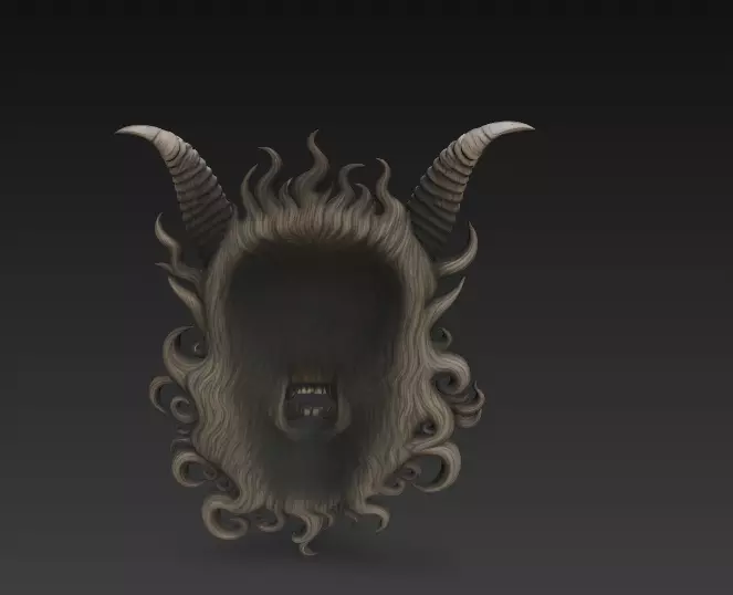 Stylized Demon Mask and Bust Sculpture 3D print model_13