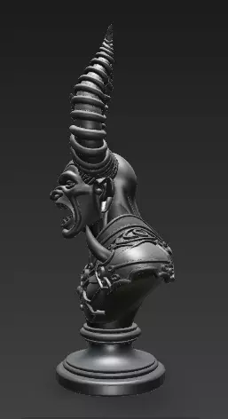 Stylized Demon Mask and Bust Sculpture 3D print model_3