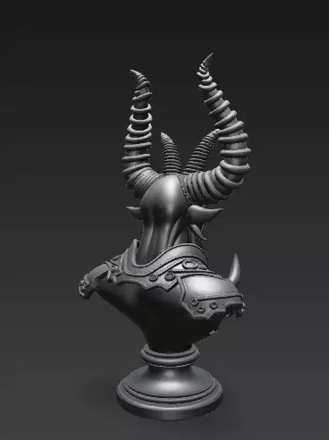 Stylized Demon Mask and Bust Sculpture 3D print model_6