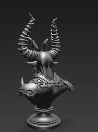Stylized Demon Mask and Bust Sculpture 3D print model_5