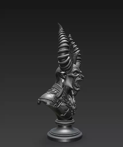Stylized Demon Mask and Bust Sculpture 3D print model_7