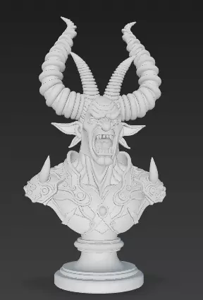 Stylized Demon Mask and Bust Sculpture 3D print model_21