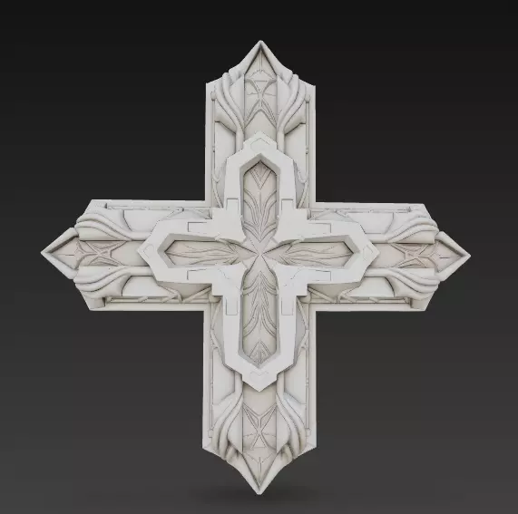 Ornamental Cross Relief 3D Model 3D print model_4