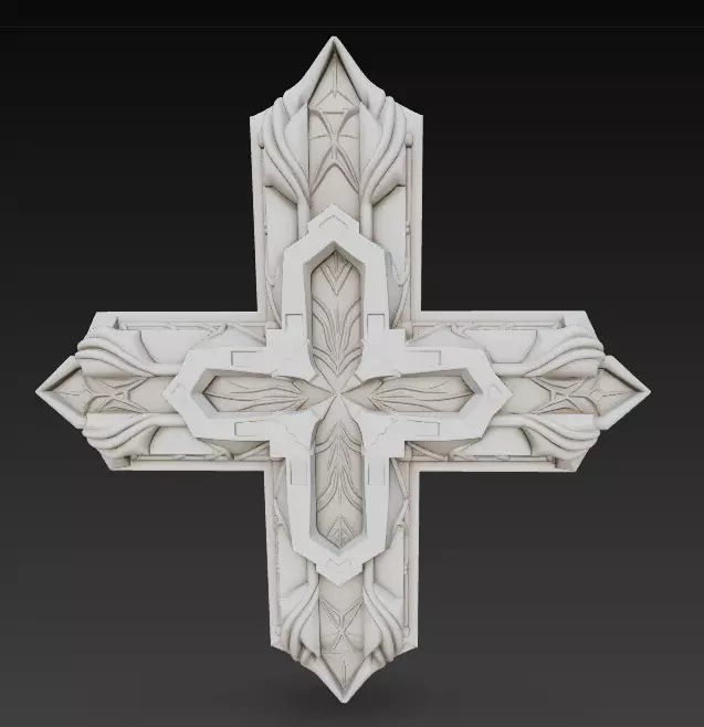 Ornamental Cross Relief 3D Model 3D print model_11