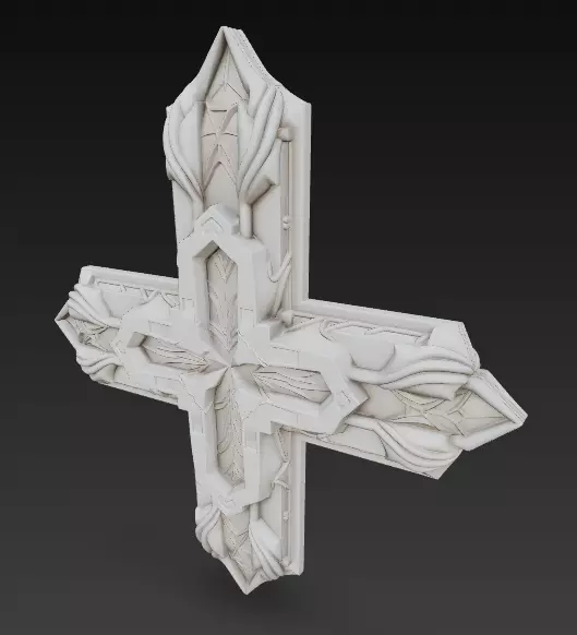 Ornamental Cross Relief 3D Model 3D print model_0