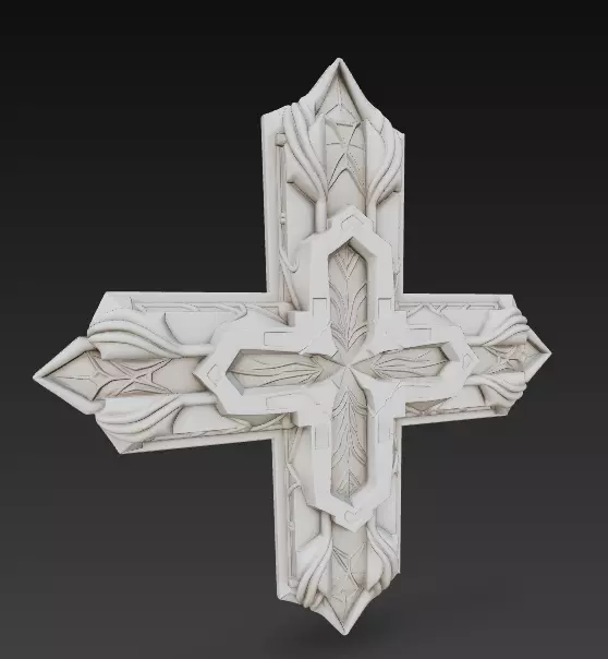 Ornamental Cross Relief 3D Model 3D print model_6
