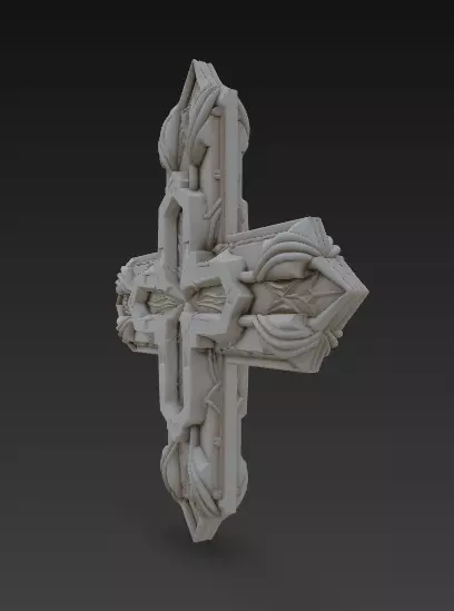 Ornamental Cross Relief 3D Model 3D print model_10