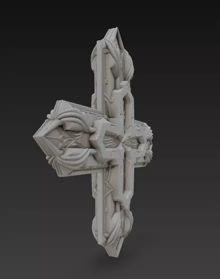 Ornamental Cross Relief 3D Model 3D print model_1