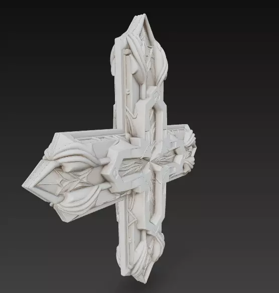 Ornamental Cross Relief 3D Model 3D print model_3