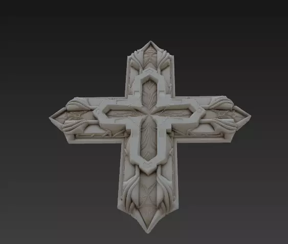 Ornamental Cross Relief 3D Model 3D print model_2