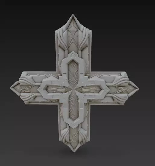 Ornamental Cross Relief 3D Model 3D print model_9