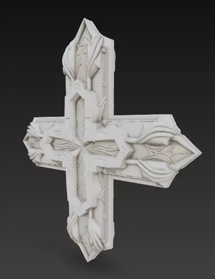 Ornamental Cross Relief 3D Model 3D print model_5