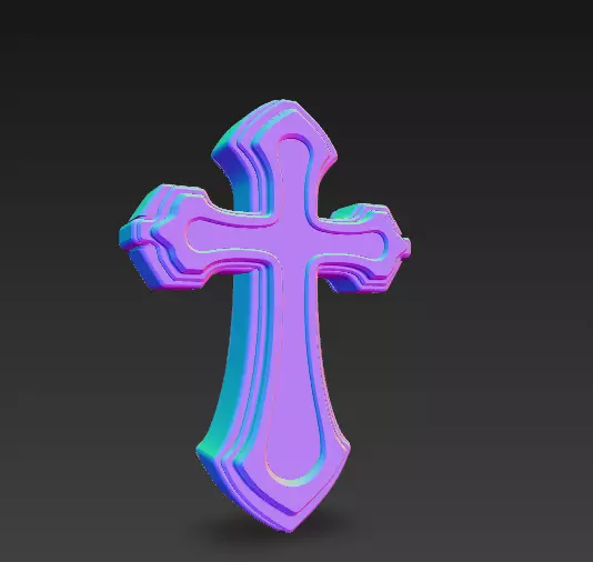 Stylized Ornamental Cross Relief 3D Model 3D print model_9