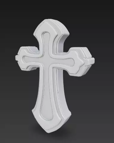 Stylized Ornamental Cross Relief 3D Model 3D print model_1