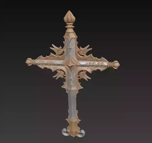 Ornamental Cross 3D Model- Detailed Sacred Design 3D print model