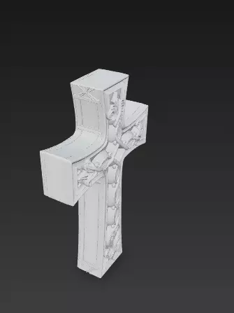 Ornamental Cross 3D Model - Stylized Decorative Sculpture 3D print model_7