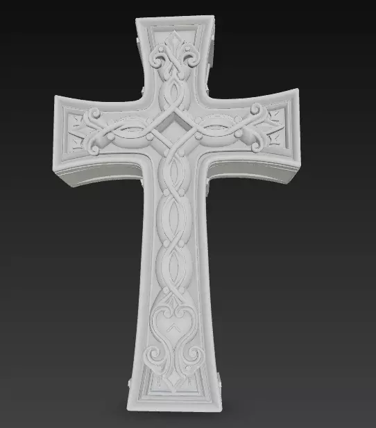 Ornamental Cross 3D Model - Stylized Decorative Sculpture 3D print model_10