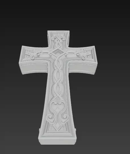 Ornamental Cross 3D Model - Stylized Decorative Sculpture 3D print model_2