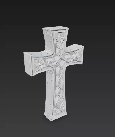Ornamental Cross 3D Model - Stylized Decorative Sculpture 3D print model_6
