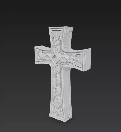 Ornamental Cross 3D Model - Stylized Decorative Sculpture 3D print model_3