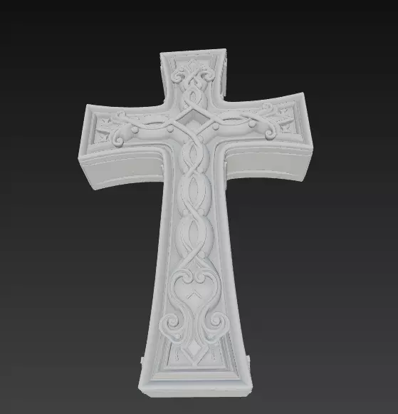 Ornamental Cross 3D Model - Stylized Decorative Sculpture 3D print model_0