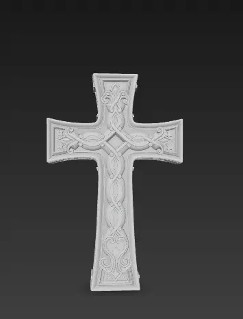 Ornamental Cross 3D Model - Stylized Decorative Sculpture 3D print model_4