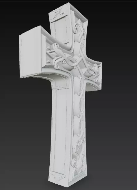 Ornamental Cross 3D Model - Stylized Decorative Sculpture 3D print model_11