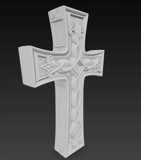Ornamental Cross 3D Model - Stylized Decorative Sculpture 3D print model_8